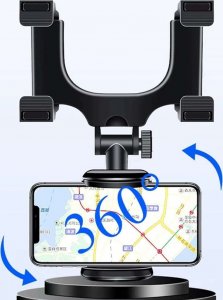 4kom.pl Uchwyt samochodowy do telefonu Na Wsteczne lusterko do auta Czarny 6