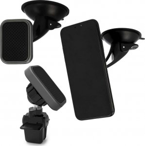 4kom.pl Uchwyt samochodowy TXR Car Holder Magnetyczny na szybę do kratki wentylacyjnej 3w1 Czarny 3