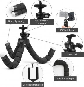 UCHWYT NA TELEFON - ELASTYCZNY STATYW TRIPOD - CZARNY 3