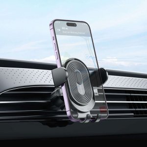 4kom.pl Uchwyt samochodowy zaciskowy Holder do auta Experience do telefonu 4.7-7" na kratkę nawiewu Czarny 4