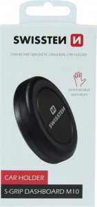 Swissten Uchwyt magnetyczny do telefonu lub GPS SWISSTEN do samochodu, S-Grip Dashboard M10, czarny, metal, z klejem, czarna, telefon 4