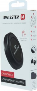 Swissten Uchwyt magnetyczny do telefonu lub GPS SWISSTEN do samochodu, S-Grip Dashboard M10, czarny, metal, z klejem, czarna, telefon 5