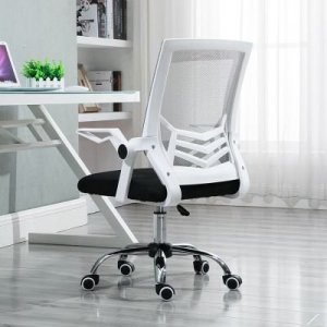 Krzesło biurowe Hedo Ergonomiczny obrotowy fotel biurowy, krzesło z siatki- biało/czarny 1