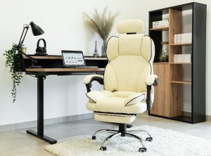 Krzesło biurowe Artnico Fotel Obrotowy Krzesło Biurowe Artnico Seli 3.0 kremowy podnóżek masażer zagłówek 2