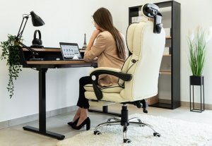 Krzesło biurowe Artnico Fotel Obrotowy Krzesło Biurowe Artnico Seli 3.0 kremowy podnóżek masażer zagłówek 3