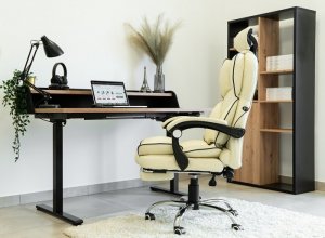 Krzesło biurowe Artnico Fotel Obrotowy Krzesło Biurowe Artnico Seli 3.0 kremowy podnóżek masażer zagłówek 8