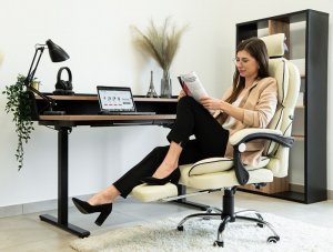 Krzesło biurowe Artnico Fotel Obrotowy Krzesło Biurowe Artnico Seli 3.0 kremowy podnóżek masażer zagłówek 9