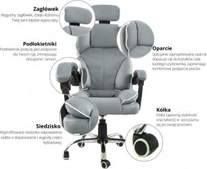 Krzesło biurowe Artnico Fotel Biurowy Obrotowy Krzesło Biurowe Artnico Seli 1.0 stalowy zagłówek 4