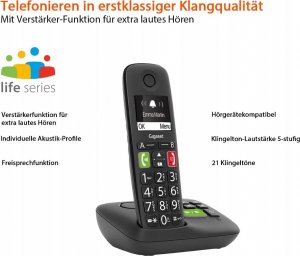 Telefon stacjonarny Gigaset Gigaset E290A black - S30852-H2921-B101 3