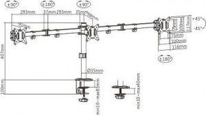 Gembird Uchwyt biurkowy na 3 monitory 17" - 27" (MA-D3-01) 3