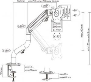 Gembird Uchwyt biurkowy na monitor 17" - 32" (MA-DA1-02) 2