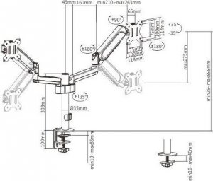 Gembird Uchwyt biurkowy na 2 monitory 17" - 32" (MA-DA2P-01) 3