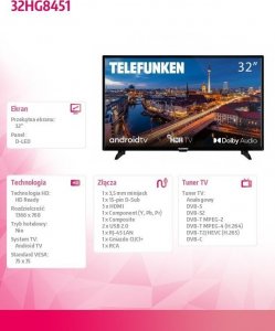 Telewizor Telefunken Telewizor 32 cale LED 32HG8451 7