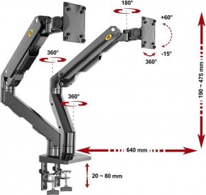 NB Uchwyt biurkowy na 2 monitory 27" - 34" (G55) 5