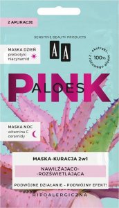 AA_Aloes Pink nawilżająco- rozświetlająca maska kuracja dzień i noc 2x4g 1