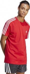 Adidas Koszulka męska Essentials Single Jersey 3-Stripes Tee czerwona IC9339 r. M 1