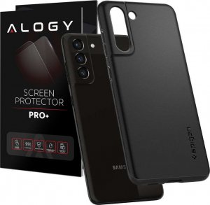 Spigen Etui do Samsung Galaxy S21 FE obudowa case Spigen Thin Fit Black + Szkło 1