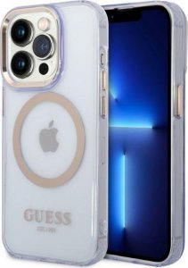 Guess Etui Guess GUHMP14LHTCMU Apple iPhone 14 Pro purpurowy/purple hard case Gold Outline Translucent MagSafe 1