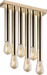 Lampa sufitowa Amplex LAMPA sufitowa LAGOS 0630 Amplex prostokątna OPRAWA na żarówki metalowe tuby sople złote 1