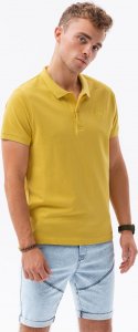 Ombre Koszulka męska polo z dzianiny pique - żółty S1374 M 1