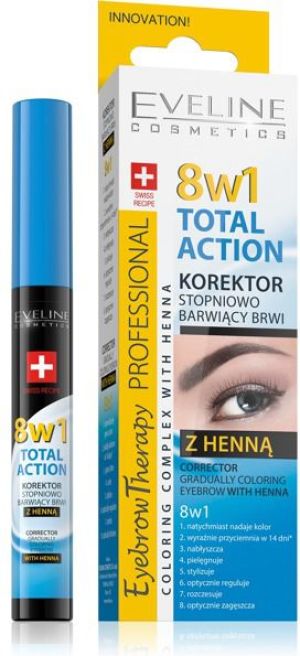 Eveline Eyebrow Professional Korektor do brwi z henną Total Action 8w1 10ml 1