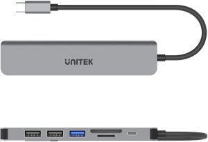Stacja/replikator Unitek Type-C aluminium 7w1 (H1118A) 5