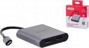 Adapter USB Unitek V1404B USB-C - HDMI x2 Srebrny  (V1404B) 1