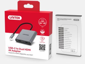 Adapter USB Unitek V1404B USB-C - HDMI x2 Srebrny (V1404B) 6