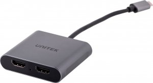 Adapter USB Unitek V1404B USB-C - HDMI x2 Srebrny  (V1404B) 2