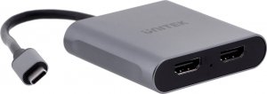 Adapter USB Unitek V1404B USB-C - HDMI x2 Srebrny  (V1404B) 4