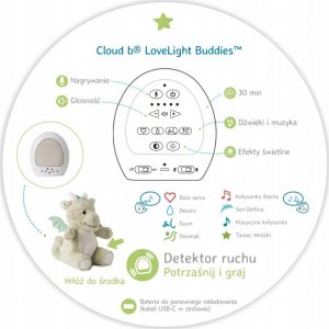 Cloud b Love Light Buddies Drake the Dragon Szumiący Smok Lampka i Pozytywka 2