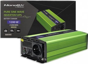 Przetwornica Qoltec Przetwornica napięcia Monilith | ładowanie baterii | UPS | 600W |1200W | 12V na 230V | Czysty Sinus 16