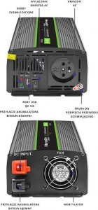 Przetwornica Qoltec Przetwornica napięcia Monolith | 1000W | 2000W | 24V na 230V | Czysty Sinus 7