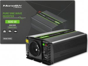 Przetwornica Qoltec Przetwornica napięcia Monolith | 300W | 600W | 12V na 230V | Czysty Sinus 15