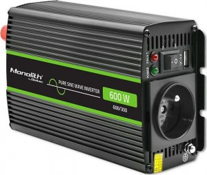 Przetwornica Qoltec Przetwornica napięcia Monolith | 300W | 600W | 12V na 230V | Czysty Sinus 10