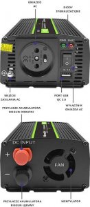 Przetwornica Qoltec Przetwornica napięcia Monolith | 300W | 600W | 24V na 230V | Czysty Sinus 7