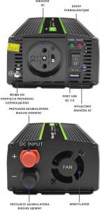 Przetwornica Qoltec Przetwornica napięcia Monolith | 600W | 1200W | 24V na 230V | Czysty Sinus 7