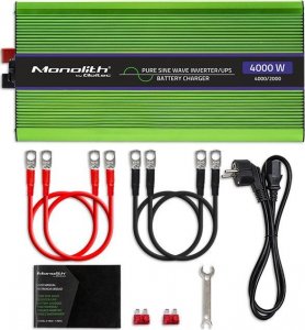 Przetwornica Qoltec Przetwornica napięcia Monolith | ładowanie baterii | UPS | 2000W | 4000W | 12V na 230V | Czysty Sinus | LCD 6