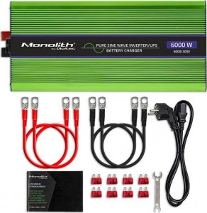 Przetwornica Qoltec Przetwornica napięcia Monolith | ładowanie baterii | UPS | 3000W | 6000W | 12V na 230V | Czysty Sinus | LCD 6
