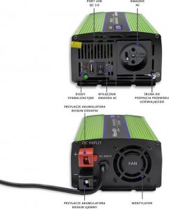 Przetwornica Qoltec Przetwornica napięcia Monolith | ładowanie baterii | UPS | 300W |600W | 12V na 230V | Czysty Sinus 7