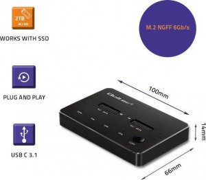 Stacja dokująca Qoltec Stacja dokująca dysków 2x SSD M.2 SATA | NGFF | USB typ C 3