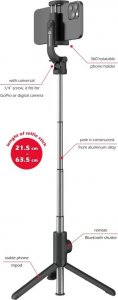 Statyw Swissten Swissten Bluetooth Selfie Stick Aluminium Tripod Pro 2
