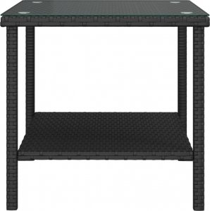 vidaXL vidaXL Stolik boczny, czarny, 45x45x45 cm, rattan PE i szkło hartowane 4