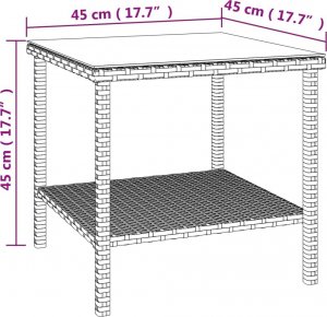 vidaXL vidaXL Stolik boczny, czarny, 45x45x45 cm, rattan PE i szkło hartowane 6