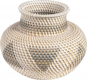 Beliani Wazon dekoracyjny rattanowy 22 cm biało-szary ASAHAN 2
