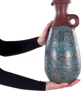 Beliani Wazon dekoracyjny z terakoty 40 cm niebiesko-brązowy VELIA 3