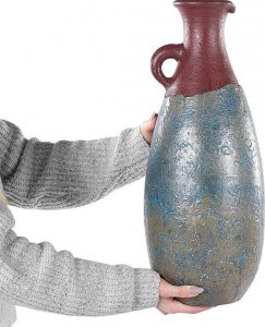 Beliani Wazon dekoracyjny z terakoty 50 cm niebiesko-brązowy VELIA 3