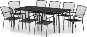 vidaXL 9-częściowy zestaw mebli ogrodowych, antracytowy, stal 2