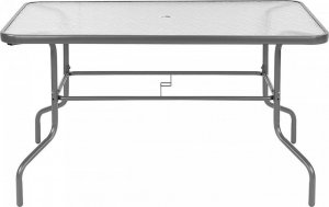 Saska Garden Zestaw mebli ogrodowych stół 4 krzesła i parasol szary 12