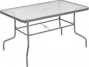 Saska Garden Zestaw mebli ogrodowych stół 4 krzesła i parasol szary 2